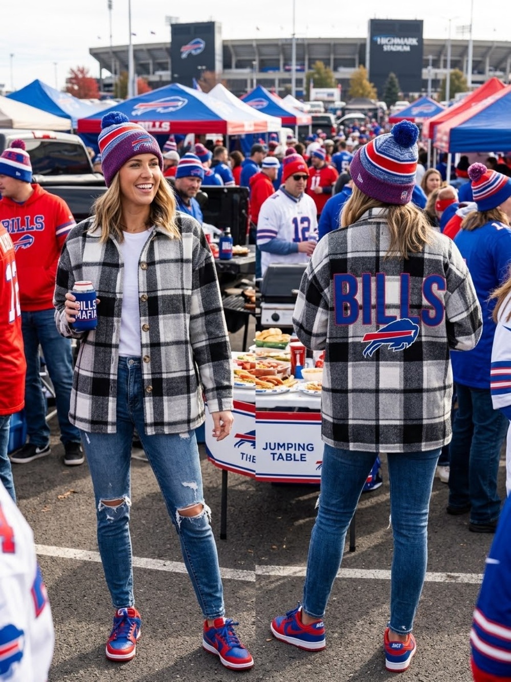 Buffalo Bills Plaid Flannel Game Day Shacket - Black & White SZ L